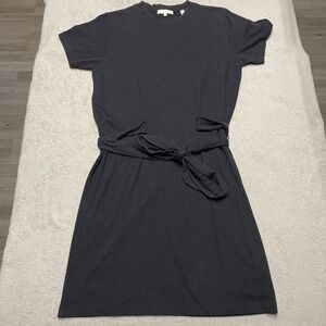 Vince Shirt Dress Small Black Cotton Tie Waist Casual Minimalist